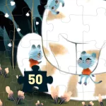 Djeco varázs puzzle - Macskusz - Cuddly cats (50 db)
