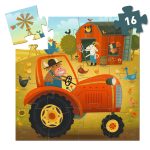 Djeco Formadobozos puzzle - Traktor, 16 db-os - The tractor