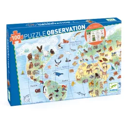 Djeco Megfigyeltető puzzle - Föld állatai (100 db)