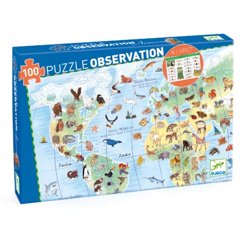 Djeco Megfigyeltető puzzle - Föld állatai (100 db)