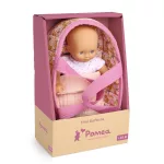 Játékbaba Mini, 20 cm - Barbara mózeskosárral
