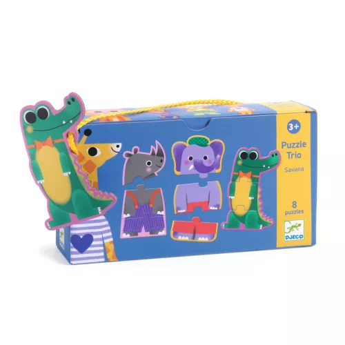 Djeco Trió puzzle - Dzsungel hangjai, 24 db-os - Jungle melody