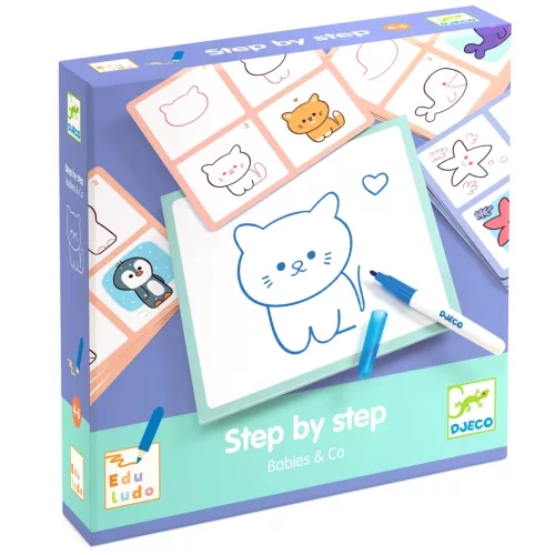 Djeco: Eduludo Rajzolás lépésről lépésre - Állatkölykök - Eduludo Step by step Babies and Co