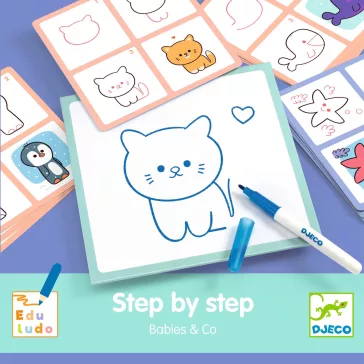   Djeco: Eduludo Rajzolás lépésről lépésre - Állatkölykök - Eduludo Step by step Babies and Co