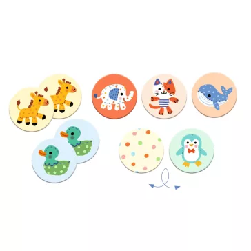 Djeco - Memória játék - Kedvencek - Memo Stuffed animals