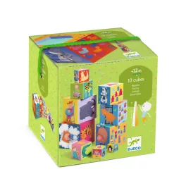   Djeco toronyépítő kocka -Mulatságos építő - 10 funny blocks