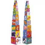Djeco toronyépítő kocka -Mulatságos építő - 10 funny blocks
