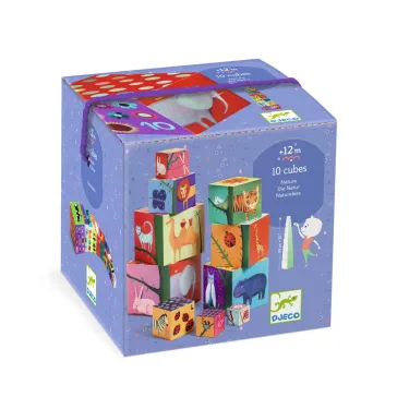   Djeco toronyépítő kocka - Természet és állatok - 10 nature & animal blocks