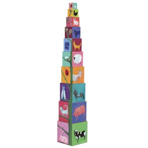 Djeco toronyépítő kocka - Természet és állatok - 10 nature & animal blocks