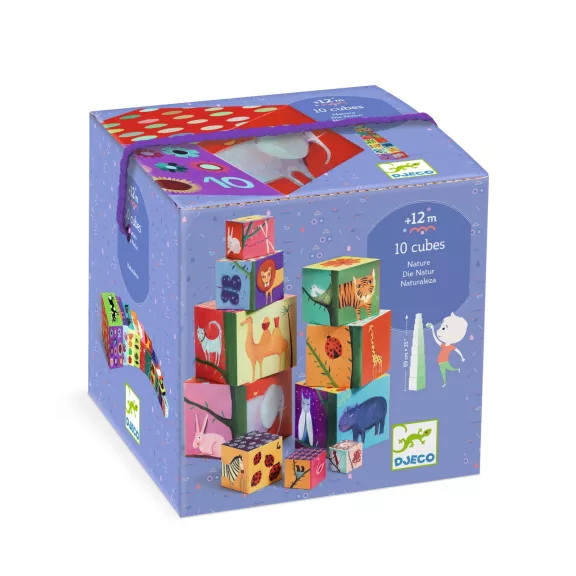 Djeco toronyépítő kocka - Természet és állatok - 10 nature & animal blocks Djeco toronyépítő kocka - Természet és állatok - 10 nature & animal blocks