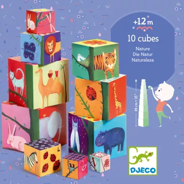   Djeco toronyépítő kocka - Természet és állatok - 10 nature & animal blocks
