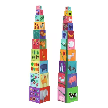   Djeco toronyépítő kocka - Természet és állatok - 10 nature & animal blocks