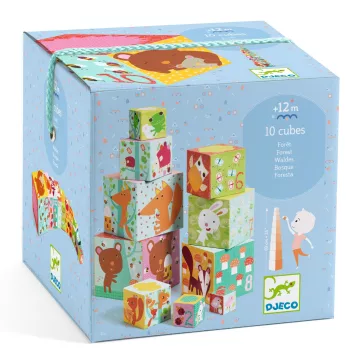   Djeco toronyépítő kocka -Erdei állatok - 10 forest blocks