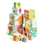 Djeco toronyépítő kocka -Erdei állatok - 10 forest blocks