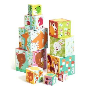   Djeco toronyépítő kocka -Erdei állatok - 10 forest blocks