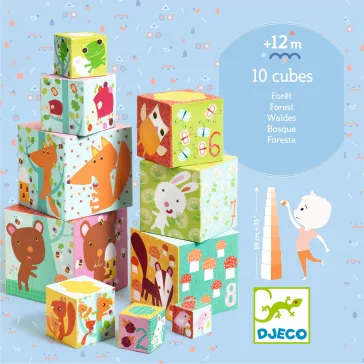   Djeco toronyépítő kocka -Erdei állatok - 10 forest blocks