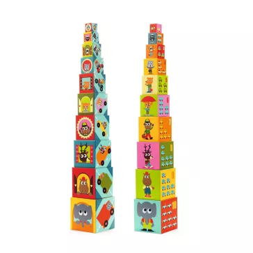 Djeco toronyépítő kocka -Autók - 10 vehicles blocks