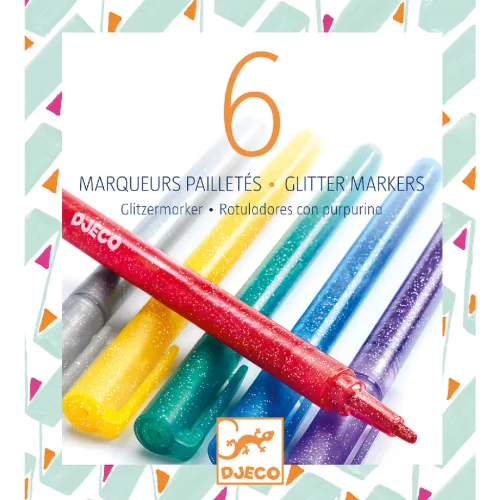 Djeco: Design by 6 csillámtoll - 6 glitter markers
