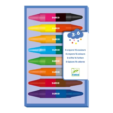 Djeco - 8 duplavégű zsírkréta - 8 twins crayons