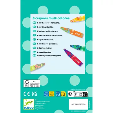 Djeco - Művészeti műhely - 6 többszínű viaszkréta