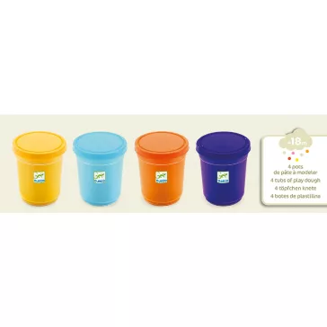 Djeco pillegyurma - 4 tubs of play dough, Plain flour