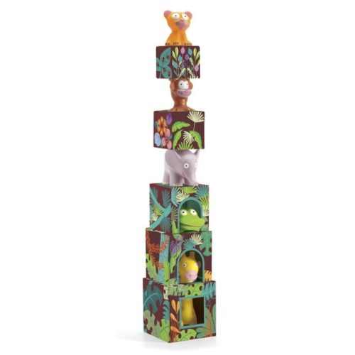 Djeco toronyépítő kocka - Maxi, szavannai állatok - Maxi Topanijungle