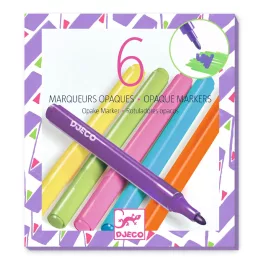   Djeco - Filctoll készlet - 6 fedő szín, "80-as évek" - 6 opaque markers