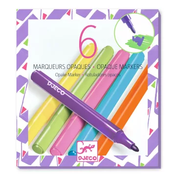   Djeco - Filctoll készlet - 6 fedő szín, "80-as évek" - 6 opaque markers
