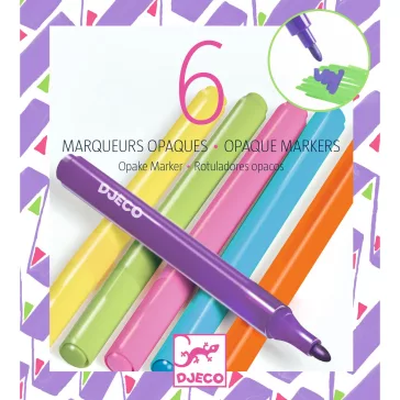   Djeco - Filctoll készlet - 6 fedő szín, "80-as évek" - 6 opaque markers