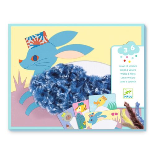 Djeco Design by Kollázs műhely - Kalapos állatkák gyapjúval és tépőzárral - Wool and Velcro - With h