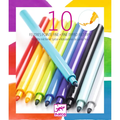 Djeco - Filctoll készlet - Szivárvány, 10 színű - Rainbow