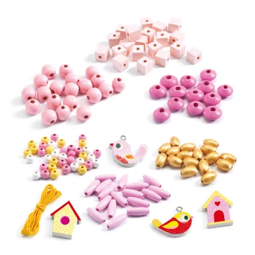 Djeco wooden beads fűzőcske - madarak