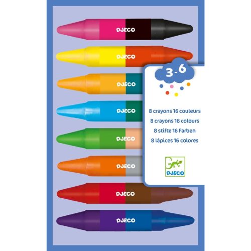 Djeco - 8 duplavégű zsírkréta - 8 twins crayons