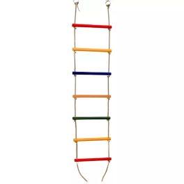Színes fa mászóka - 7 fokos kötéllétra