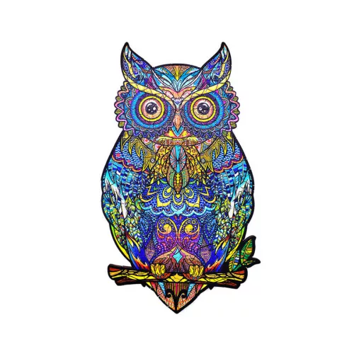 Fa puzzle, színes A5 méretű (bagoly)