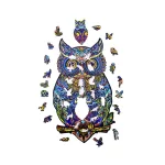 Fa puzzle, színes A5 méretű (bagoly)