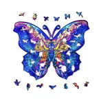 Fa puzzle, színes A4 méretű (pillangó)