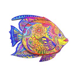 Fa puzzle, színes A5 méretű (hal)
