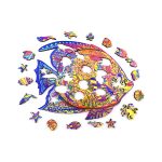Fa puzzle, színes A5 méretű (hal)