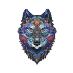 Fa puzzle, színes A4 méretű (farkas)