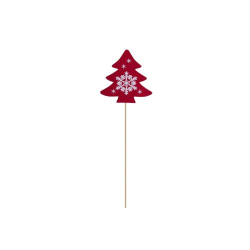 Karácsonyi dekoráció (piros fenyő pálcikán)