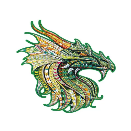 Fa puzzle, színes A5 méretű 95 db-os - sárkány