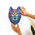 Fa puzzle, színes A5 méretű 100 db-os - farkas