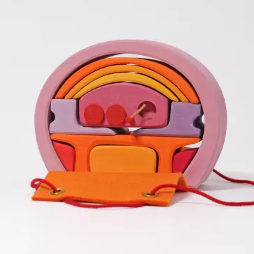 Grimm's hordozható babaház, pink-narancs