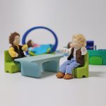Grimm's hordozható babaház, zöld-kék