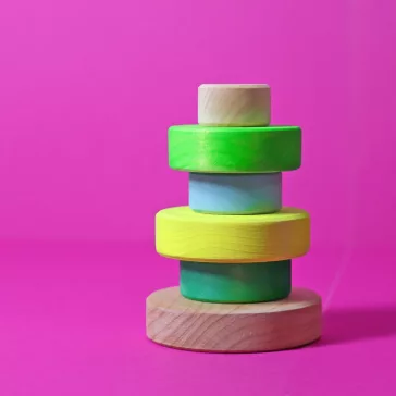   Grimm's neon zöld kis Montessori torony fa építőjáték