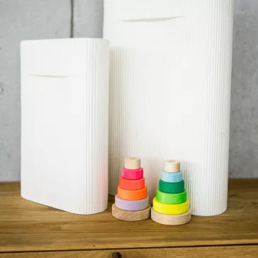   Grimm's neon zöld kis Montessori torony fa építőjáték