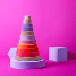 Grimm's neon pink Montessori torony fa építőjáték