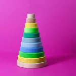 Grimm's neon zöld Montessori torony fa építőjáték