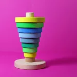 Grimm's neon zöld Montessori torony fa építőjáték